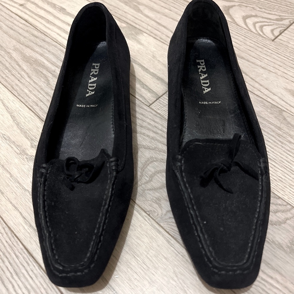 PRADA Black Suede Leather Loafers Women’s Shoes Size 35/5